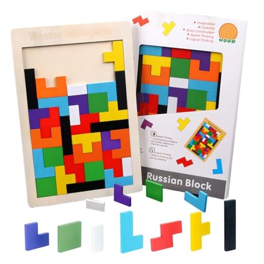SGERUFZ 40 pezzi Puzzle 3D di Legno Tetris, Giochi Montessori Bambini 3 4 5 6 Anni, Cervello Giocattoli, Intelligenza Jigsaw Rompicapo, Regali Educativi per Bambini