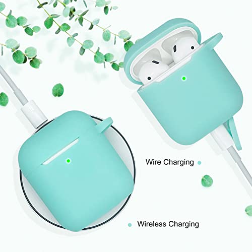 Koujaon Airpods Case, Silicone Protective Case Cover With Beaded Bracelet Keychain Compatible With Apple Airpods 2Nd 1St Generation Charging Case (Mint Green) #TOP2
