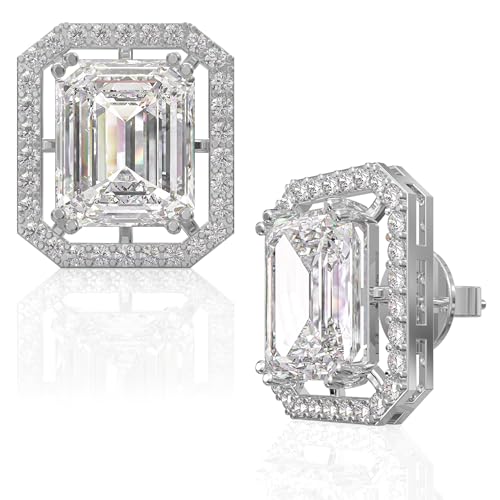 ANAYRA 925 Sterling Silver Square Solitaire Stud Earrings for Women & Girls, Hallmarked, Gift for Her, Birthda