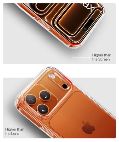 Image of WOW IMAGINE Transparent Back Cover Case for iPhone 17 Pro Max | Raised Bumps for Full Device & Camera Protection Shockproof TPU Silicone Back Case Mobile Cover - Transparent