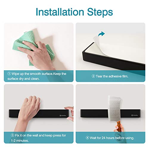 Rich&Ray New Version Magnetic Knife Holder, No Drilling Magnetic Knife Strip, Kitchen Accessories Organizer Bar Or Used In Organizing Tools (Stainless Steel-11.81 Inch, Black) #TOP2