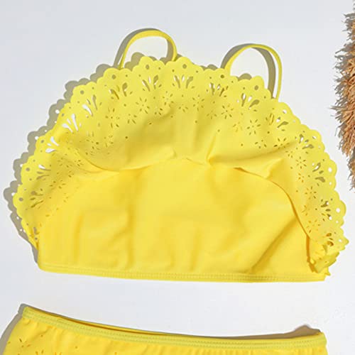 Girls High Waisted Bikini Swimsuit Big Kids Flounce Top Bottom with Skirts Trim Two Piece Tankini Bathing Suits4