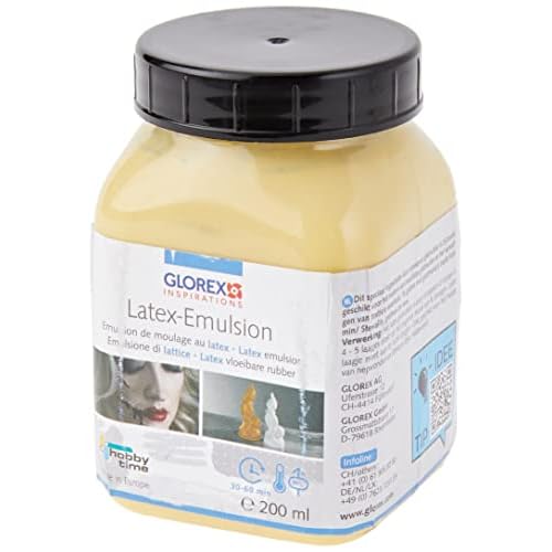GLOREX 6 2703 000 - Latex Emulsion, 200 ml, lufthärtende, natürliche Formbaumasse auf 1-Komponentenbasis vom Kautschukbaum, hautverträglich, färbbar