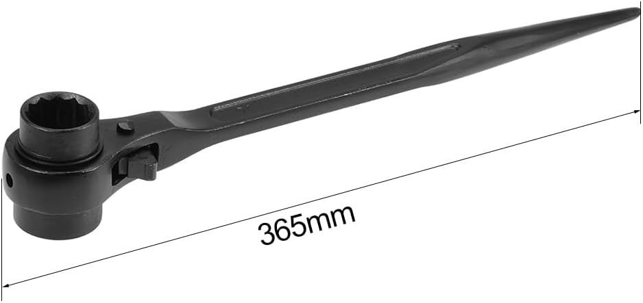 uxcell 24 x 27mm 12 Point Scaffold Podger Ratchet Spanner Ratcheting Socket Wrench Tool (Black)