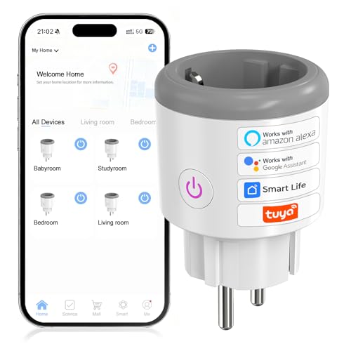 Oblinple Wlan Steckdose 16A, Smart Steckdose mit Strommessung, 1er