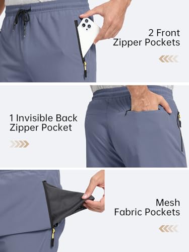 Image of Men's Lightweight Hiking Pants Elastic Waist Water Resistant Quick-Dry Sweatpants for Running Traveling Outdoor Work
