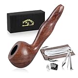 Joyoldelf Mini Tobacco Pipe Set - Rosewood Smoking Pipe with Metal Screen, Pipe Cleaners and 3 in 1 Scraper, Pipe Starter Kit with Gift Box for Beginner