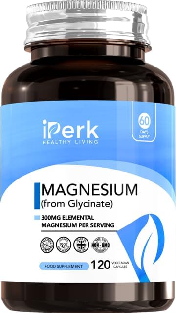 Magnesium Glycinate Capsules Provide 300 mg of Pure Elemental Magnesium Per Serving 120 Vegan Caps | Magnesium Supplement Non GMO, Dairy & Gluten Free