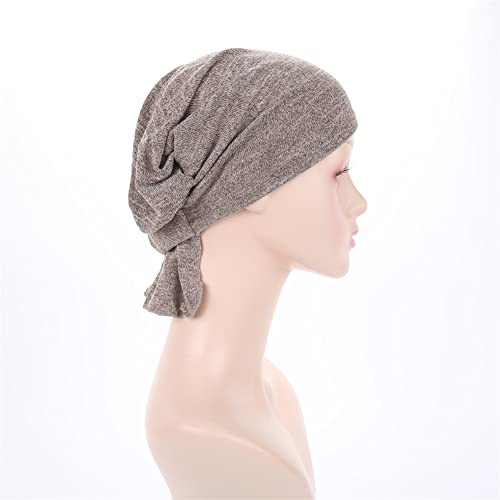 Pre Tied Head Scarves For Women Slip On Chemo Turban Hats Headwrap Caps For Cancer Hair Cover (Khaki) #TOP5