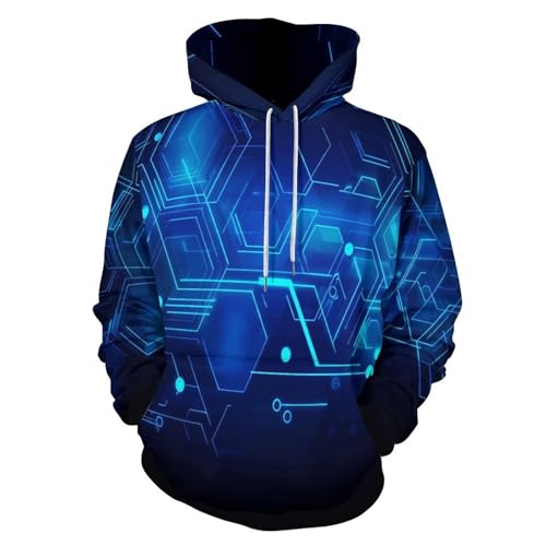 Sweat à capuche hexagone design géométrique, pull 3D haut de gamme manches longues unisexe