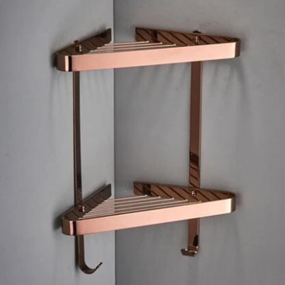 シャワーシェルフラック ソリッド真鍮 壁取り付け ゴールド バスルームコーナーシェルフ バスルームシャワーシェルフ ソープホルダー