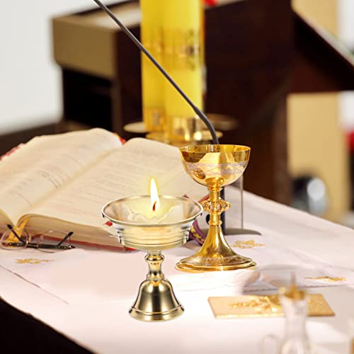 Uonlytech Home Candlestick Holders 24 Pcs Decoration Ghee Oil Buddhist Meditation For Tea Buddha Ornament Altar Lamp Stand Candle Light Liquid Tibetan Dual-Use Golden Holder Gold Brass #TOP6