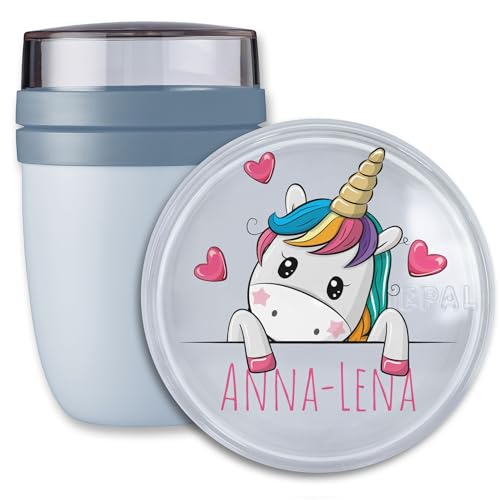 Lunchpot Kinder Müslibecher to go Joghurtbecher für Mepal Ellipse - Einschulung Geschenk Einhörner mit Name Geschenk Schulkind Einhorn Geschenke Kitastart Einhorn I Unicorn I Schulanfänger I