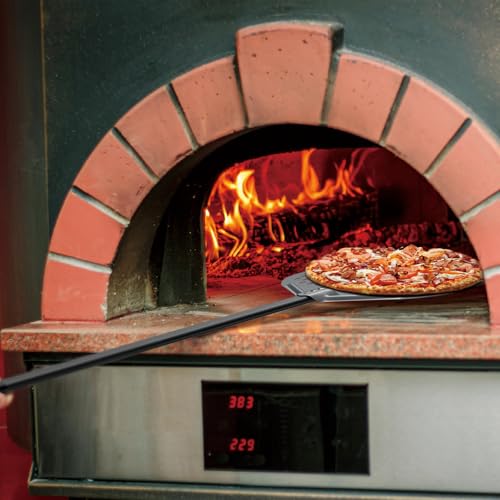 G.a HOMEFAVOR 14\" x 17\" Perforated Pizza Peel 49 Inch overall, Rectangular Aluminum Pizza Turning Peel with Extended Silcone Handle For Baking Pizza Brick Oven