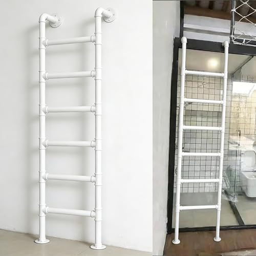 Escalera de escape de emergencia montada en la pared de 7 pies, escalera de metal para ventana de sótano, fácil instalación, segura personalizada (blanco)