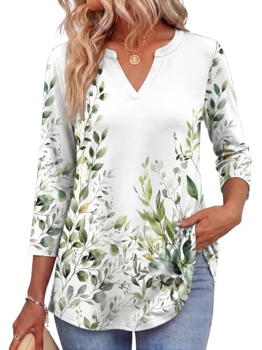 Image of Zeagoo Womens 3 /4 Length Sleeve Tops V Neck Tunic Dressy Casual Blouse