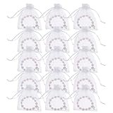 Ciieeo Juego de Pulseras de Rosario con Cruz Católica Plateada, 40 Piezas con Cuentas de Perlas Artificiales y 20 Bolsas de Organza 10x12 Cm, Recuerdos Religiosos para Bautizo, Comunión