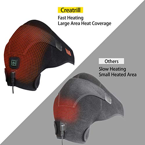 CREATRILL Heated Shoulder Wrap, 3 Heat Settings, Heating Pad Support Brace for Rotator Cuff