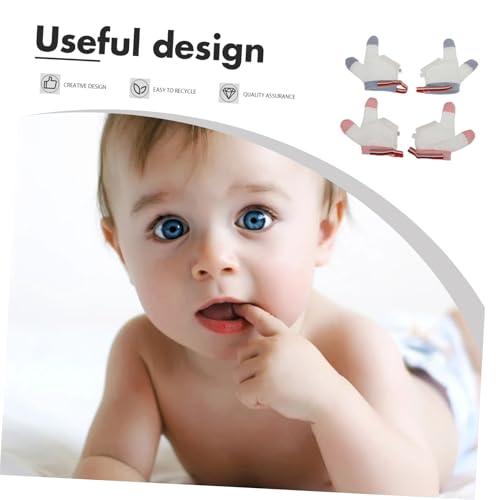 HANABASS 2 Pairs of Baby Anti-Sucking Gloves for Infants Breathable Thumb Protector Finger Sucking Treatment for Thumb Sucking Prevention 4pcs Set4