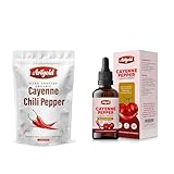 Arigold Organic Cayenne Pepper Powder (6 oz) + Cayenne Pepper Liquid Drops with Vitamin D3, K2 & Herbal Blend – Natural Hot Spice & Vegan Supplement