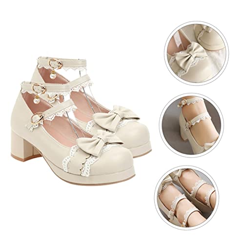 Chaussures plates femmes avec intérieur PU beige et empeigne à nœud élégant - 7