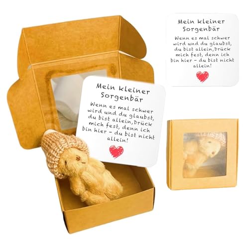ZesNxj Mini Teddybär mit Karte Geschenkbox, Teddybär Klein, Get a Hug Bear, Kuscheltier Pocket Hug Teddy Bear Geschenke für Geburtstag Weihnachtsfeier Lieferunge Kollegen Freundin Geschenk (Braun)