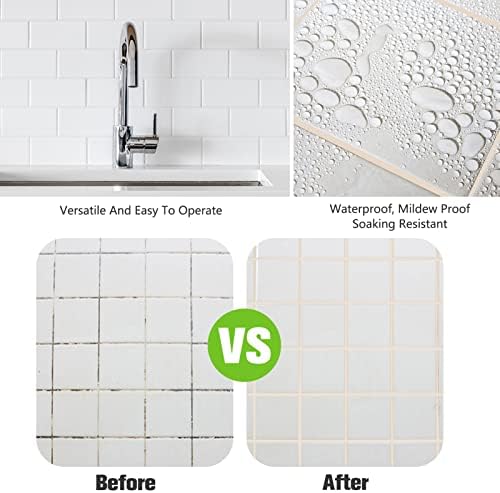 2 PCS Grout Wall Pen Tile Paint Markers Grouting Repair Pen Sealer for Floor Bathrooms Kitchen Balcony Bedroom Office Apartment Porch Patio Renew Refresh (Beige 2PCS)