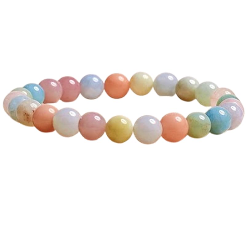 Morganite naturelle 8mm : bracelet en pierre ronde lisse fait main
