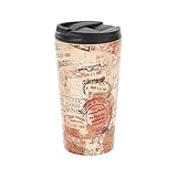 ECO CHIC Reusable Thermal Coffee Cup Stainless Steel Leakproof Insulated 330ml Travel Mug (330ml Travel Transport Khaki)