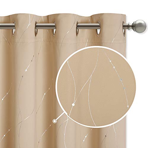 NICETOWN Bedroom Room Darkening Curtains - Triple Weave Microfiber Grommet Top Thermal Insulated Solid Room Darkening Panels/Drapes for Kid's Room (Biscotti Beige, 1 Pair, 52 inches by 95 Inch)