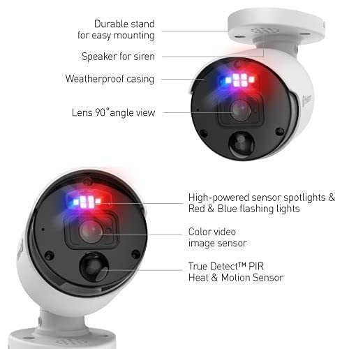 Swann Home Security Camera, Poe Cat5E Nvr 4K Hd Video, Indoor Outdoor Wired Surveillance Cctv, Color Night Vision, Heat Motion Detection, Enforcer Led Lights, Advanced Analytics In Each Cam, 900Be #TOP2