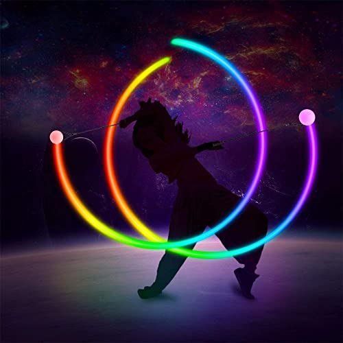 Anyingkai LED Poi Bälle,Led Glow Poi Kugeln,2 PCS Led Glow Poi Balls,Jonglierbälle Leuchtend,Poi Kinder Set,POI Jonglierbälle,Poi Bälle Kinder,POI Spielzeug,Leucht Pois