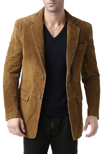 BGSD Men Cliff 2-Button Suede Leather Blazer Sport Coat Jacket (Also available in Big and Tall and Short)