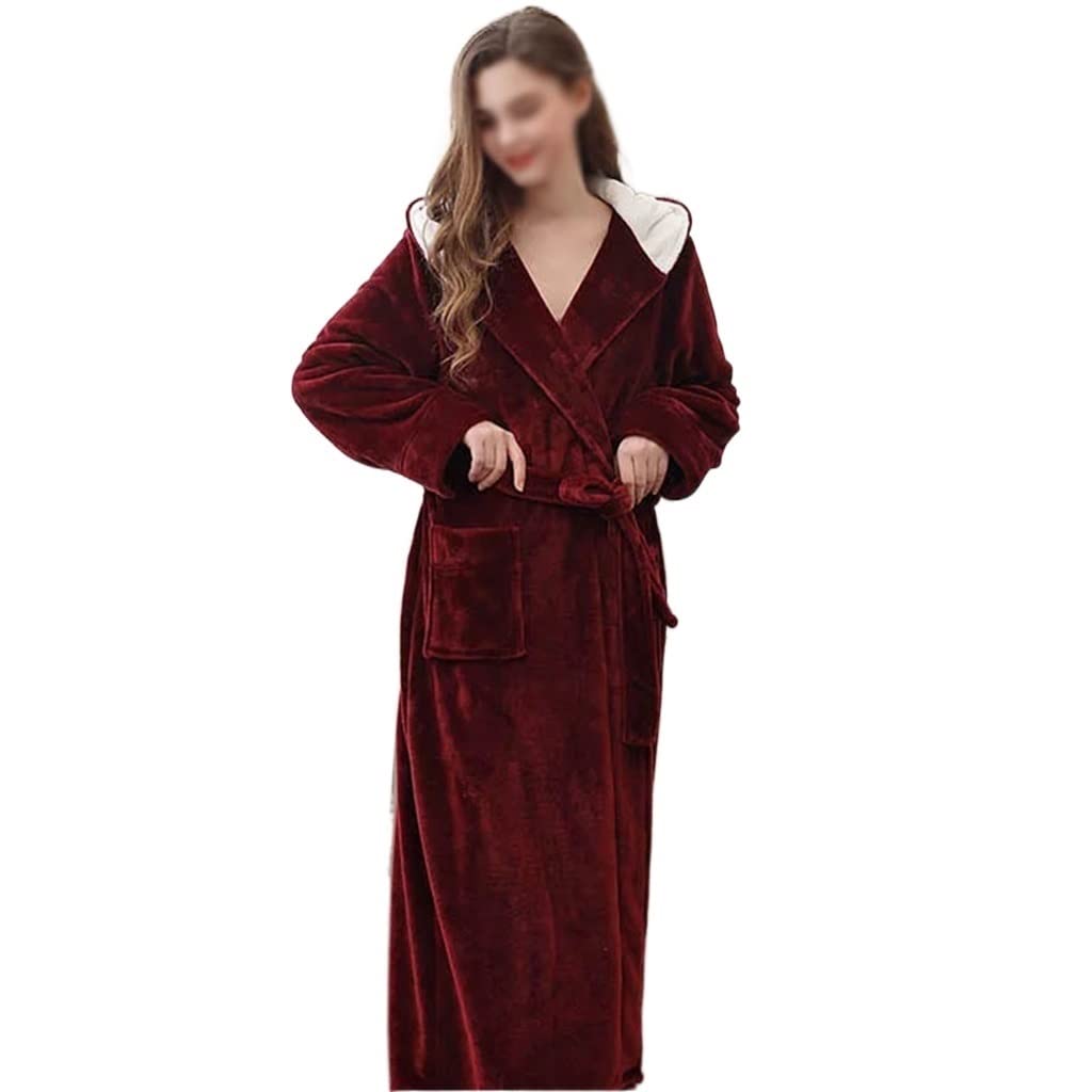 Hombres Invierno Mujeres con Capucha Larga Pareja Ropa cálida Batas Tallas Grandes Boda Ropa de Dormir for los Amantes(3XL Code)