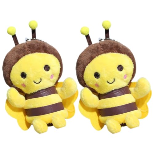 Toyvian Gefüllte Bienen Plüsch-Schlüsselanhänger 2 Stück Flauschiger Bienen-Anhänger Für Rucksack Taschen Damen Kinder Niedliche Hängende Dekoration