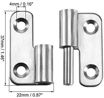 sourcing map Lift Off Hinge , Left Handedness Mini Stainless Steel Hinge Detachable Slip Joint Small Flag Hinges 37mm Long 33mm Open Width 2pcs