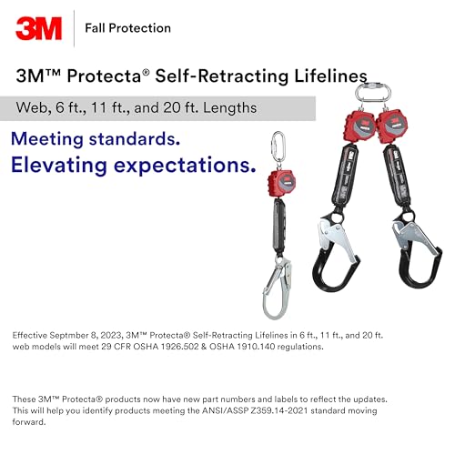 3M Protecta Self-Retracting Lifeline with Carabiner 3100507, Web, Swivel Snap Hook, 6 ft by 3M - Image 2