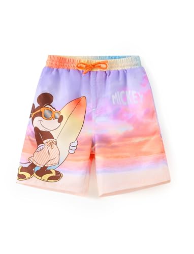 Disney Stitch Spiderman Cars Winnie Toy Story Boy Swim Trunks UPF 50+Swim Shorts Compression Liner & Quick-Dry &Pockets 2-13Y, Disney Mickey Mouse-orange, 3-4 Years