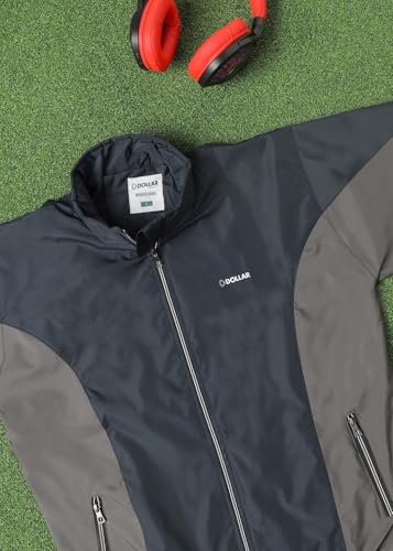 Image of Dollar Men's Polyester Colourblock Windcheater Jacket With Zipper Pockets