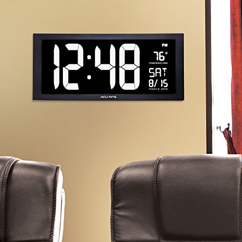 image for AcuRite 76102M Oversized LED Clock with Indoor Temperature, Date and F