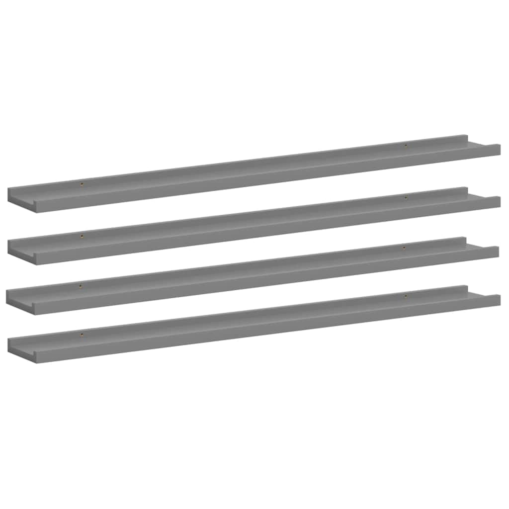 Étagère murale cuisine chambre bureau mdf gris rangement 4 pièces