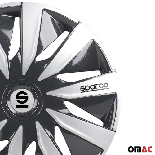 Sparco SPC1691GRSV Juego de 4 Tapacubos Lazio 16 Pulgadas Gris/Plateado, Set de 4, 16"