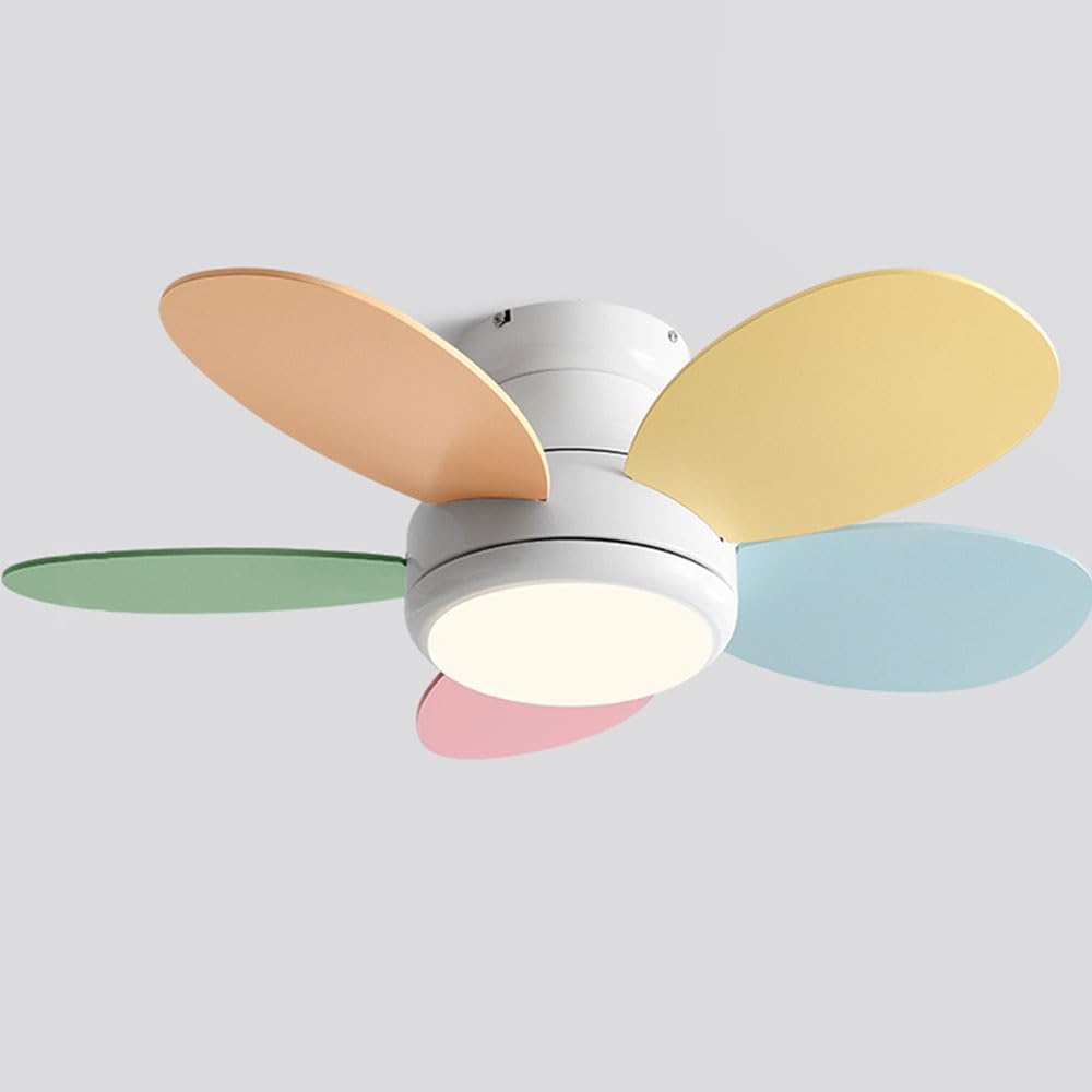 Ibalody Style3 Indoor Colorful Ceiling Fan Light Remote 6 Speed Fan Light Kids Room Timing Ceiling Light With Fan 30Db Silent Ceiling Fan With Led Light For Kindergarten Dormitories Dining Room