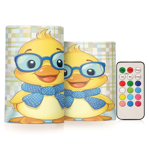 PCTIMMT Yellow Duck Blue Glasse Flickering Flameless LED