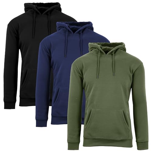Galaxy by Harvic Men's 3-Pack Heavyweight Fleece-Lined Pullover Hoodie Sweater (Sizes, M-2XL)
