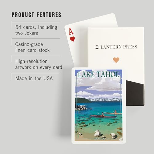 Lantern Press Lake Tahoe Naipes Poker 52 cartas miniatura 3