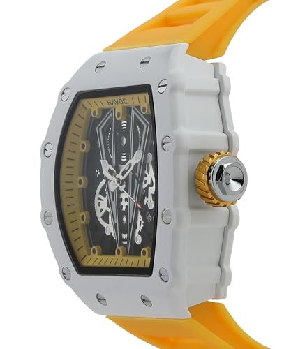 Image of Havoc Craft Men's Luxury Sports Watch 30M Waterproof Tonneau Chronograph | Analog Quartz Wristwatch with Time & Day Function | Premium Square Dial, Shock-Resistant & Anti-Magnetic Silicone Strap