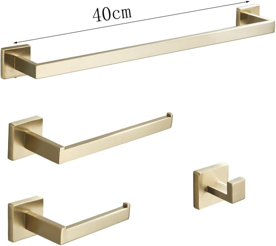 Golden Bathroom Hardware Set Accessories Whole Stainless Steel Paper Holder Bathroom Bar Towel Rack Rail Nail Installation Shelf,Brush Golden 40cm,