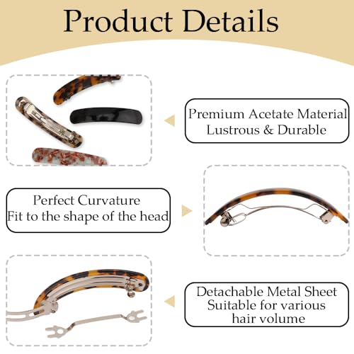 image for Aprince Acetate Hair Barrettes for Women 4Pcs, Vintage French Barrette