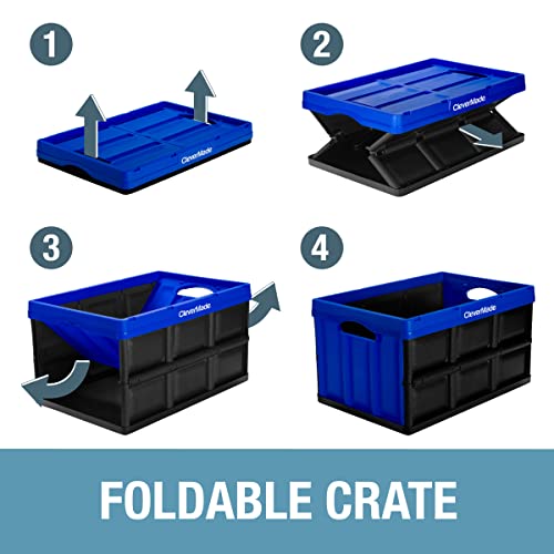 image for CleverMade 46L Collapsible Storage Bins - Durable Plastic Folding Util